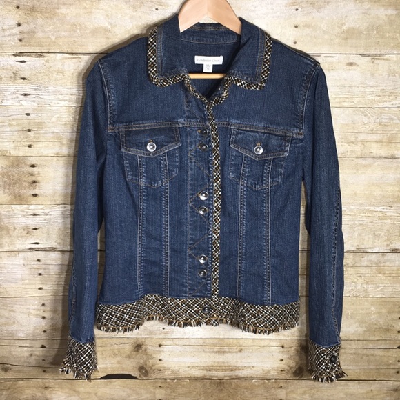 coldwater creek knit denim jacket